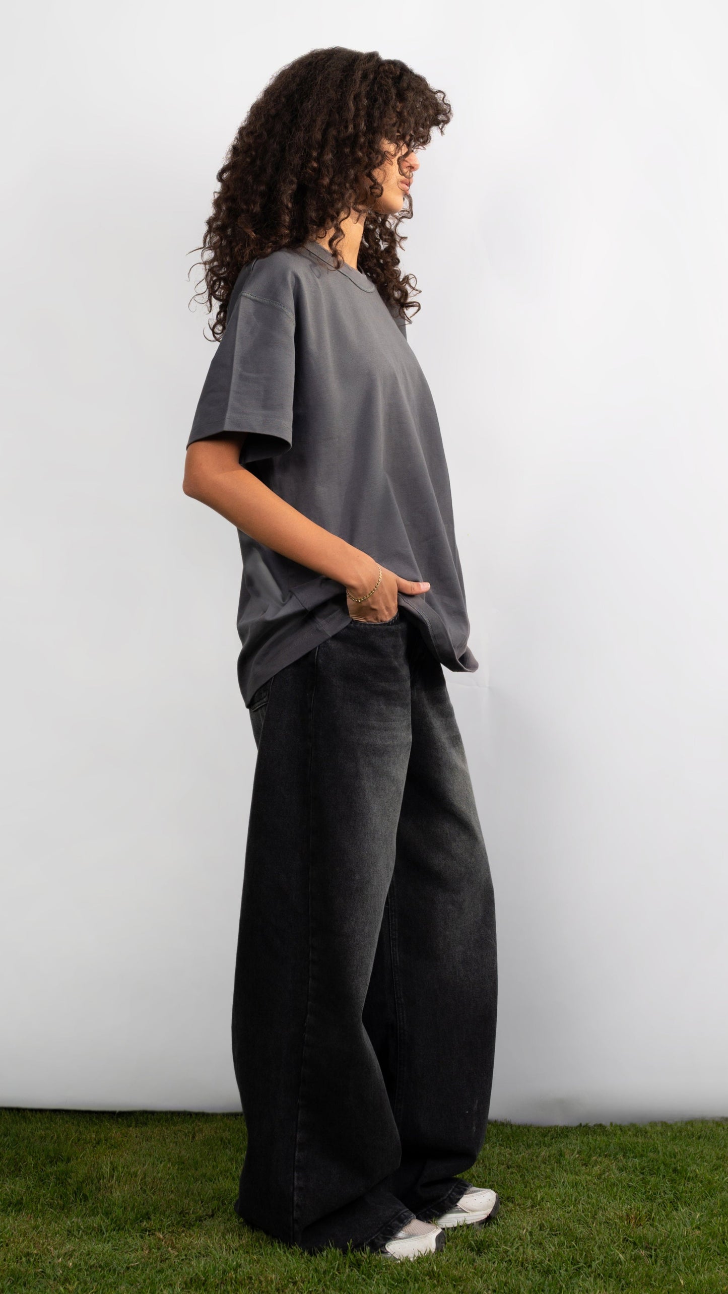 Curve - High Waist Charcoal Denim