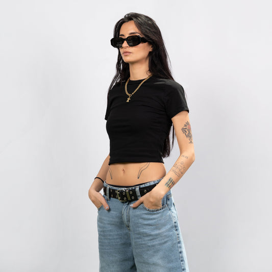 Short Sleeve Black Top