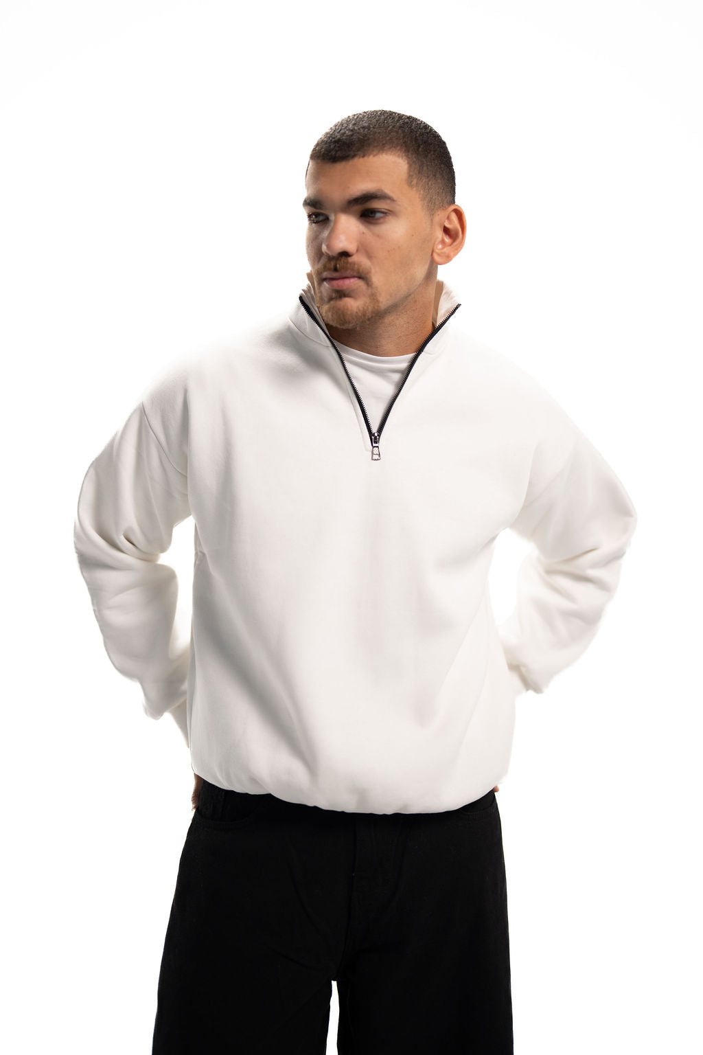 Quarter Zip – White
